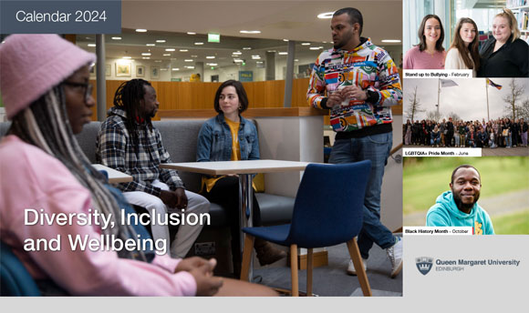 A collage of images from the 2024 ϲ Diversity, Inclusion and Wellbeing calendar. It features different images of students on campus and at events.